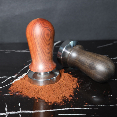 New espresso coffee powder press stainless steel solid press hammer 51/53/58mm push-type elastic powder cloth