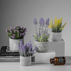 北歐綠植仿真薰衣草盆栽擺件假花裝飾桌面盆景餐桌咖啡服裝店軟裝