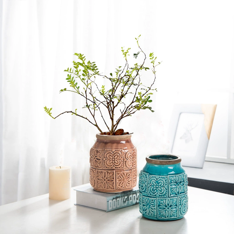 Внешняя торговля в европейском стиле ретро Средиземноморский ледяной глазурь керамический цветочный горшок ваза украшение дома Цветочная посуда мясистый цветочный горшок гончарный горшок