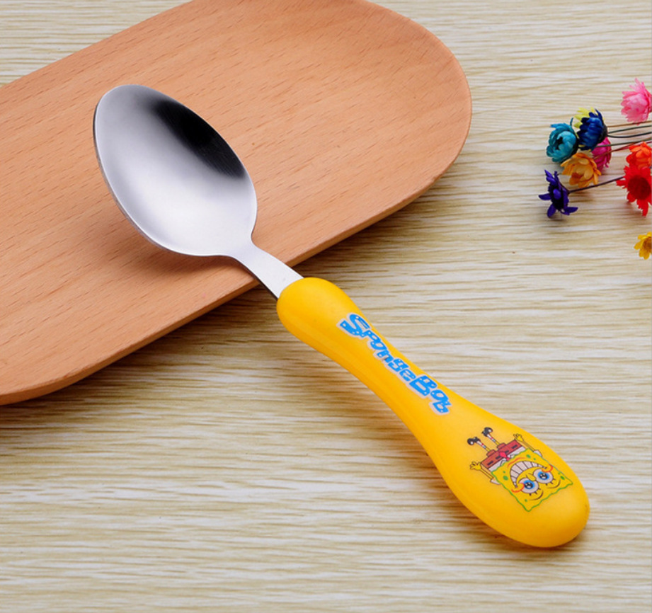 厂家直销卡通可爱不锈钢儿童汤勺餐叉儿童餐具套装活动礼品赠品|ru