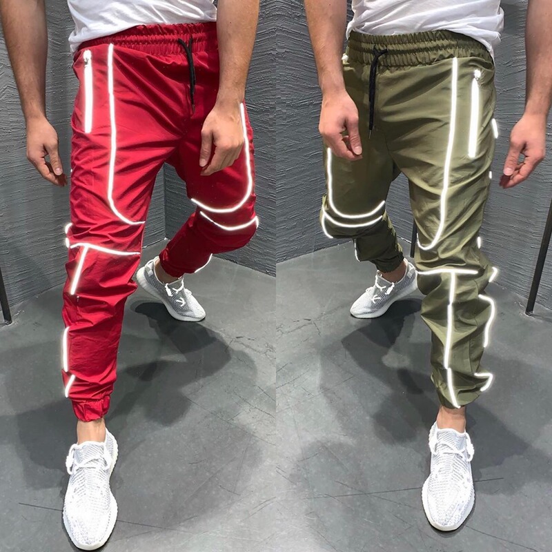 Fall/Winter New outdoor sports pants night running reflective feet trend pants fitness basketball pants a generation of hair