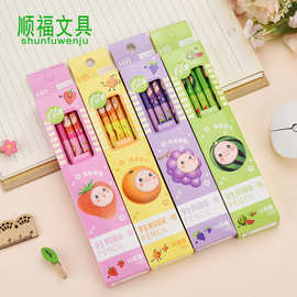 可爱水果系列 四色10支盒装 幼儿园 学生书写绘图圆杆HB铅笔批发