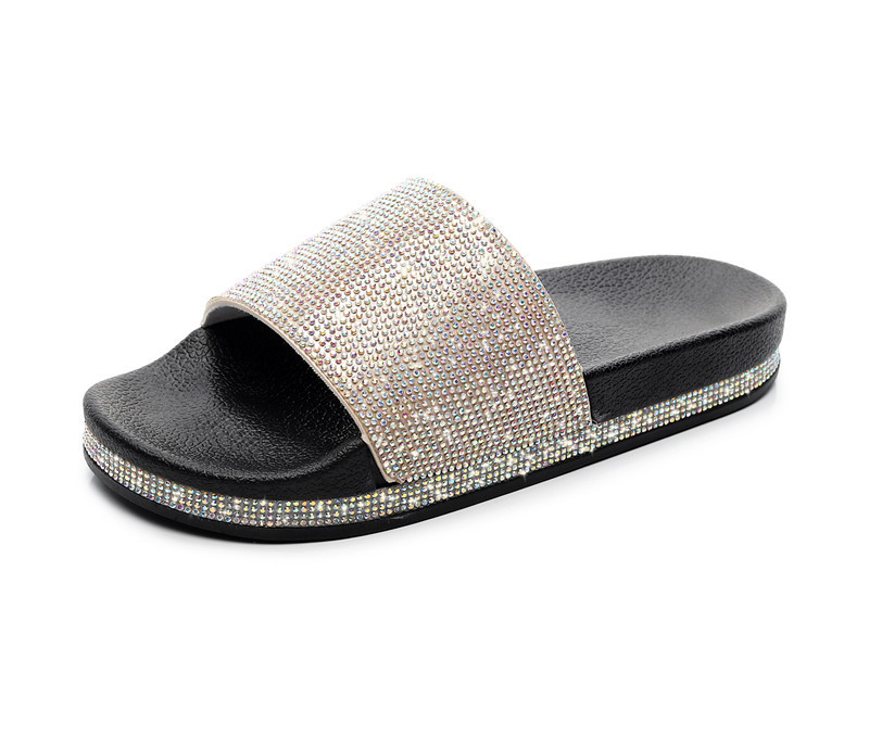 Women's Casual Vacation Solid Color Rhinestone Open Toe Slides Slippers display picture 4