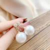 Earrings from pearl, zirconium, silver needle, ear clips, 2020, internet celebrity, silver 925 sample, Japanese and Korean