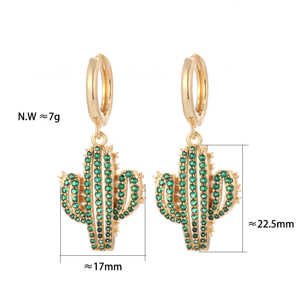 European And American Fashion Colorful Zircon Earrings A Variety Of Creative Personality Pineapple Cactus Earrings Diy Ear Studs Earrings For Women display picture 20