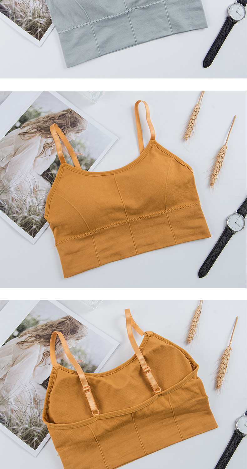The new adjustable strappy bottom sports vest for girls is a backless and beautiful bra with a screw-around chest detail image 3