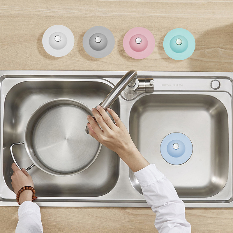 厨房按压式防臭地漏封闭弹跳硅胶地漏浴室防堵塞塑料过滤地漏水塞|ms