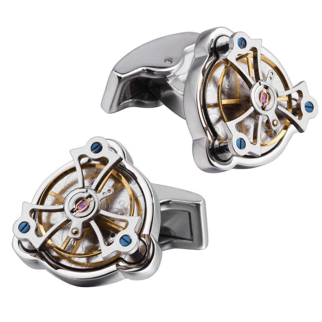 2020 new pattern InBev Tourbillon Movement French Cufflinks watch French Turn free wheel Sleeve nail cufflinks