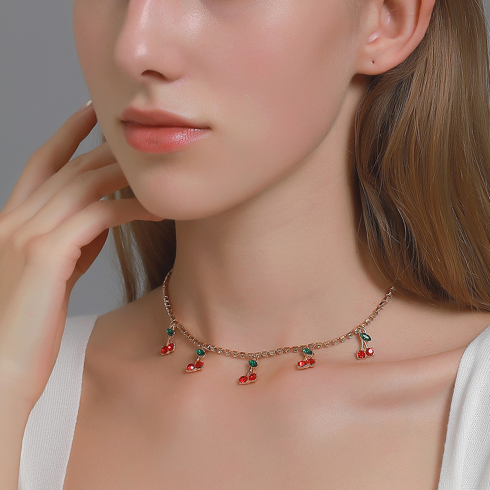 Alloy Material Lady Shiny Cherry Gold Plated Silver Plated Rhinestones Alloy Wholesale