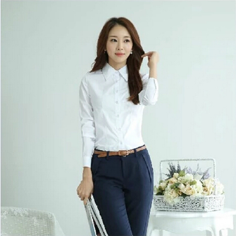 Manufactor Direct selling Spring and summer new pattern white collar shirt Long sleeve Occupation jacket Large formal wear lady shirt