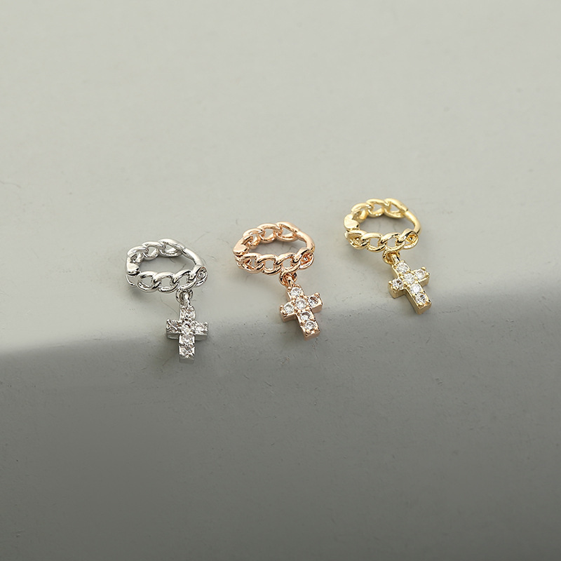 Fashion Cross Copper Drop Earrings Inlay Zircon Copper Earrings 1 Piece