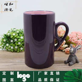 供应大容量直身陶瓷杯 简约异形克杯 双色色釉马克杯 广告牛奶杯