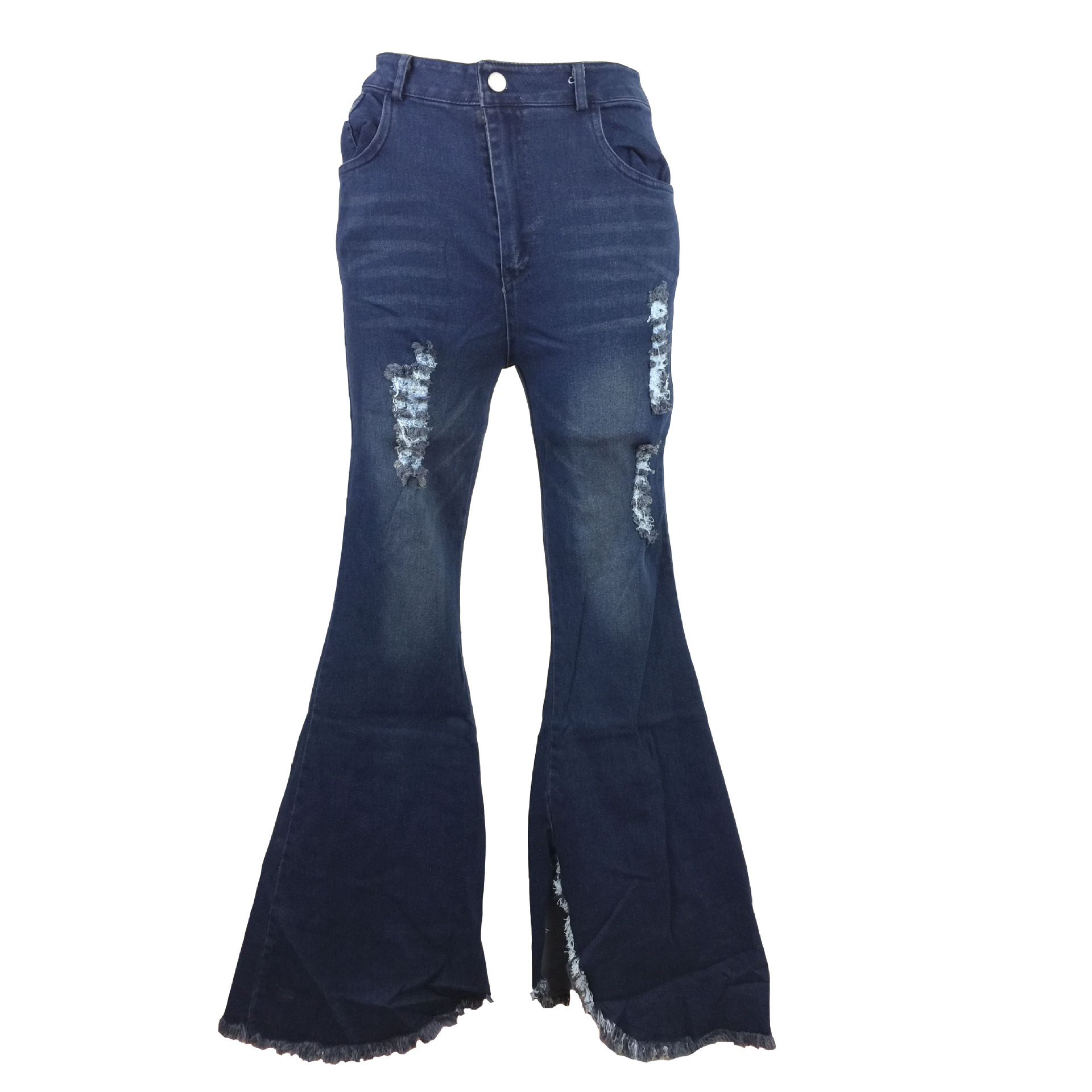 Naiste ühevärvilised vabaaja õhukesed teksapüksid_voghion.com