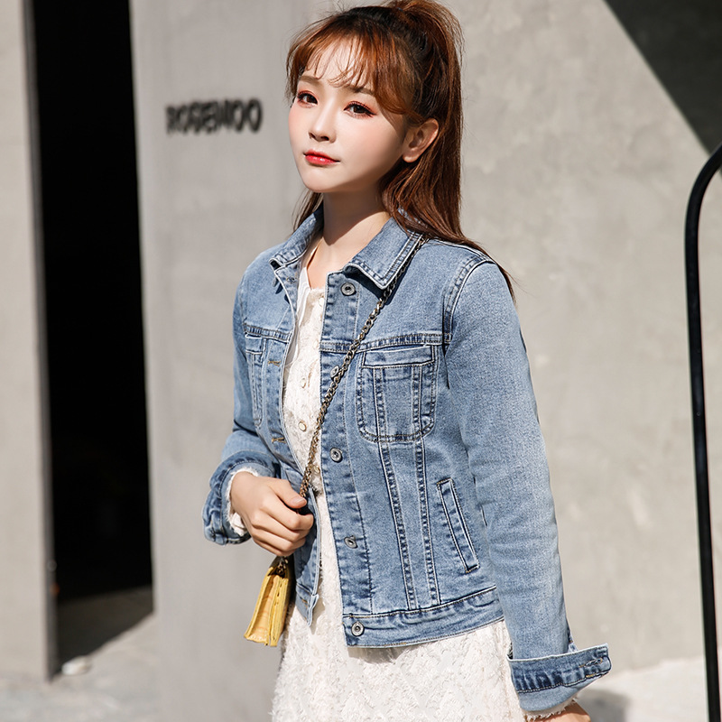 Spring and autumn season Korean Edition leisure time Versatile Self cultivation Elastic force have cash less than that is registered in the accounts Long sleeve cowboy coat Jacket jacket Jeans