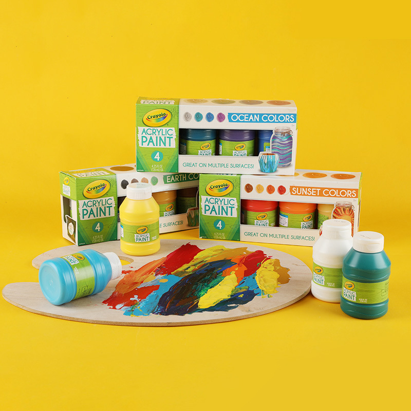 Crayola/ Painted children music 4 colors Acrylic paint suit manual DIY Hand-painted wall Coloured drawing Acrylic painting