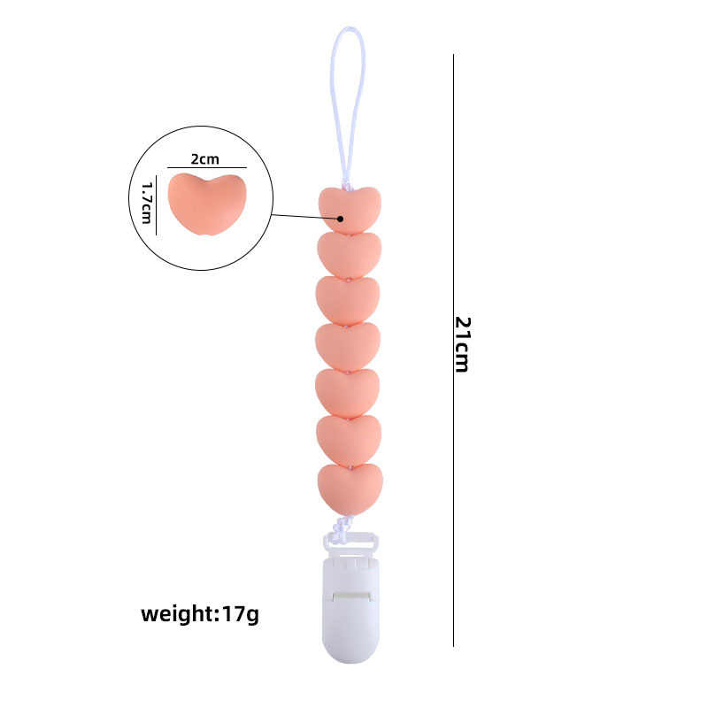 Bebé suministros DIY plástico chupete clip bebé creativo amor silicona mordedor chupete cadena anti-gota cadena