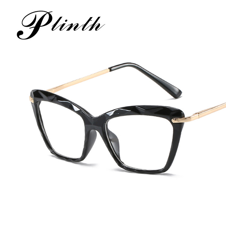 European and American fashion cat's eye flat lens 2020 New Retro crystal cut edge eyeglass frame plain color jelly frame