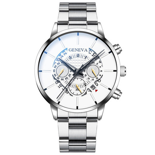 Cross-border foreign trade business casual watch perspective hollow non-mechanical men's alloy steel band calendar men's watch quartz watch