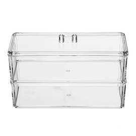 鹤成透明长方形化妆品收纳美妆笔盒珠宝饰品盒糖果收纳盒化妆棉盒