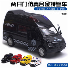 6 Springert police car and ambulance model with sound and light rebounding door alloy car model, a hot-selling cross-border item