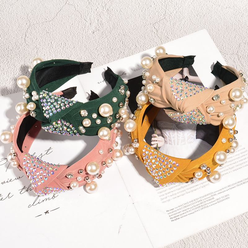 Fashion Diamond-studded Pearl Headband display picture 1