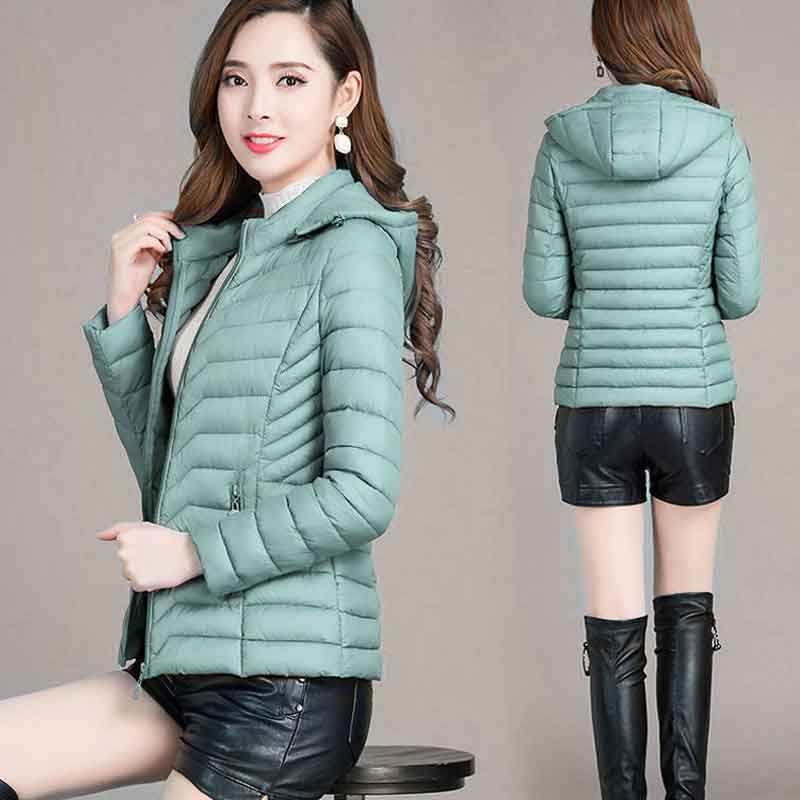 Chaqueta corta de algodón con capucha para mujer — ligera, cálida, ideal otoño/invierno, estilo mamá, suministro mayorista image 9