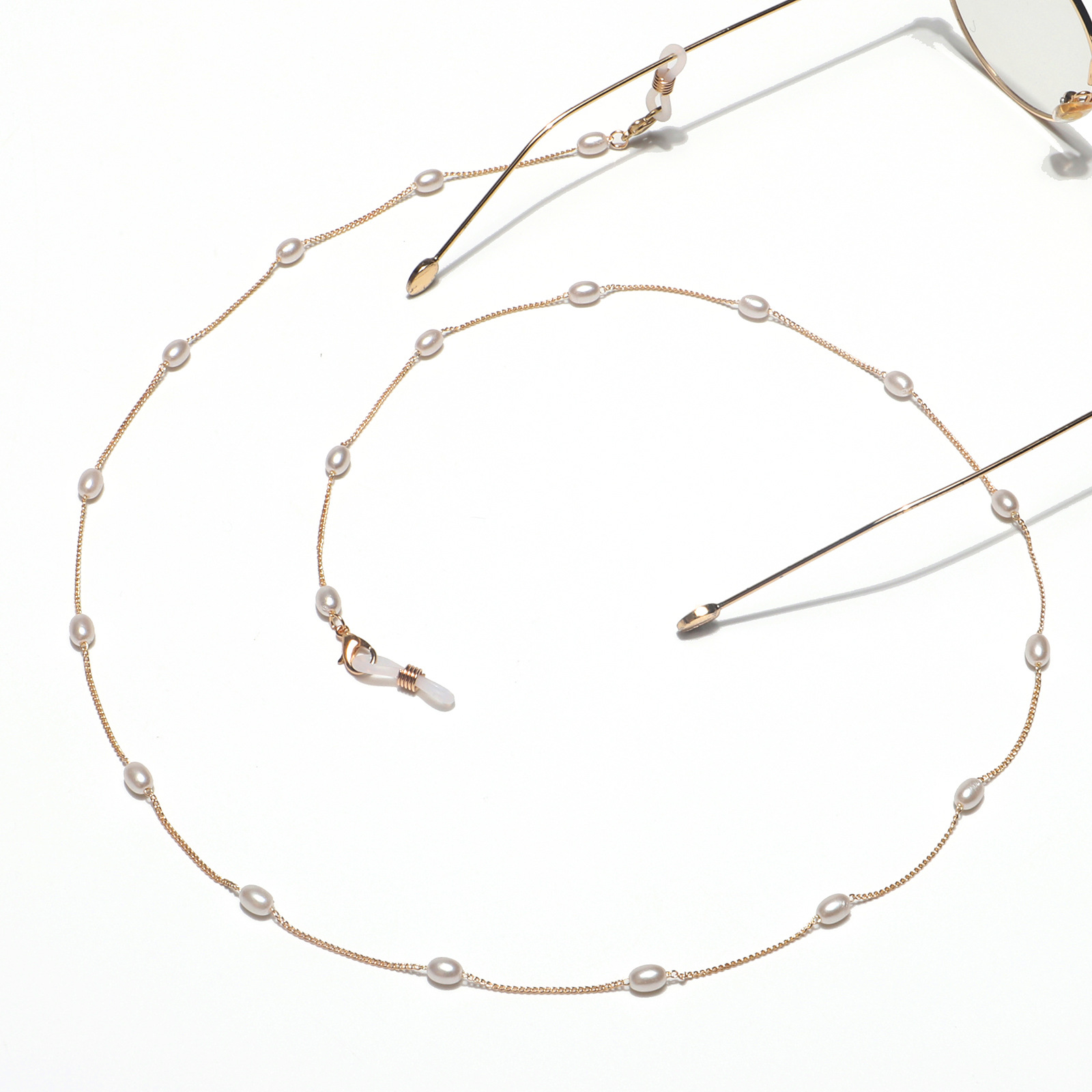 10g Weight Gold Color New Rice-shaped Pearl Golden Glasses Chain Sunglasses Anti-lost Anti-drop Glasses Rope Eye Lanyard Wholesale Nihaojewelry 2