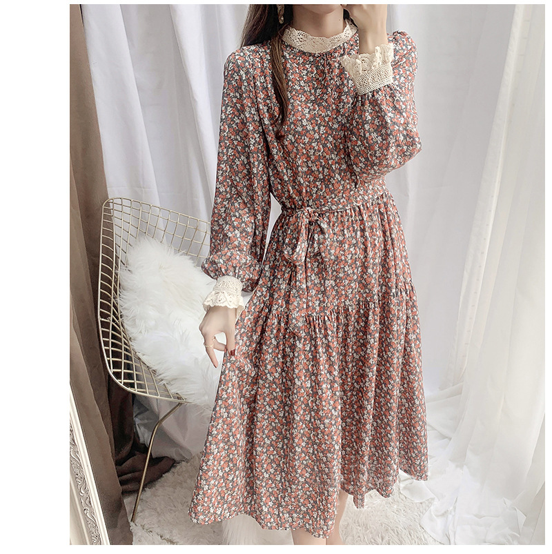 temperament mid-length floral dress  NSFYF56267