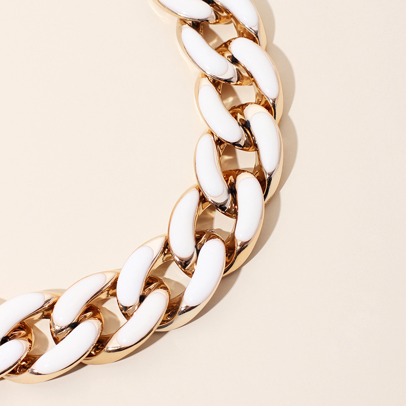 28g Weight Necklace Classification Wedding, Travel Occasion Unisex Gender Plating Design Simple Style Style White, Gold, Black Color Fashion Simple Thick Chain Women's Necklace Wild Style Hiphop Port Style Accessories Jewelry Nihaojewelry 2