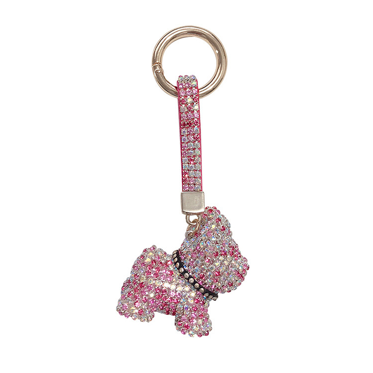 Llavero de Bulldog Francés con Cadena de Garras con Incrustaciones de Diamantes, Colgante de Muñeca de Dibujos Animados, Regalo, Accesorio de Bolso para Mujer, Diseño Brillante