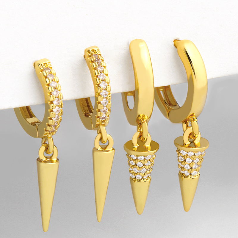 Artificial Gemstones Inlay Material Fashion Geometric Diamond Copper Artificial Gemstones Earrings