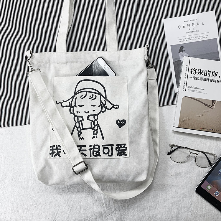 Bolso de lona femenino crossbody estudiante japonés versátil coreano Harajuku ulzzang chica ins hombro bolsa de mensajero de lona