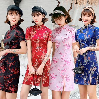 Chinese Dress Qipao for women Qipao short banquet dress national style performance costume of the Republic of China