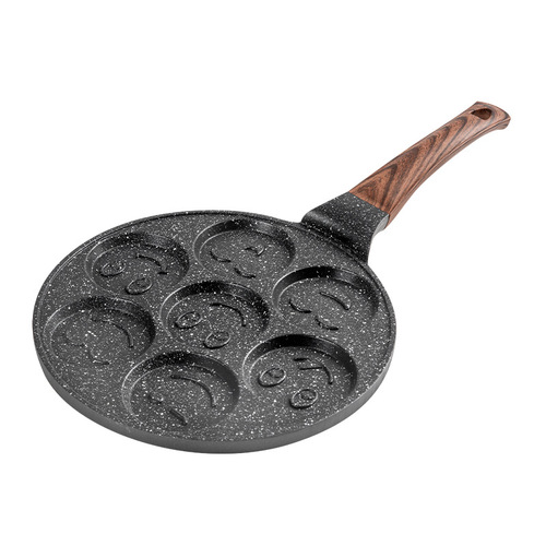 Wholesale die-cast non-stick pan seven-hole waffle cartoon smiling face grilled frying pan breakfast pan pancake pan omelette pancake pan