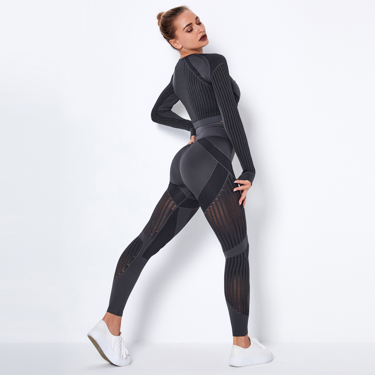 Trajes de yoga deportivos de secado rápido de punto sin costuras NSLX8983