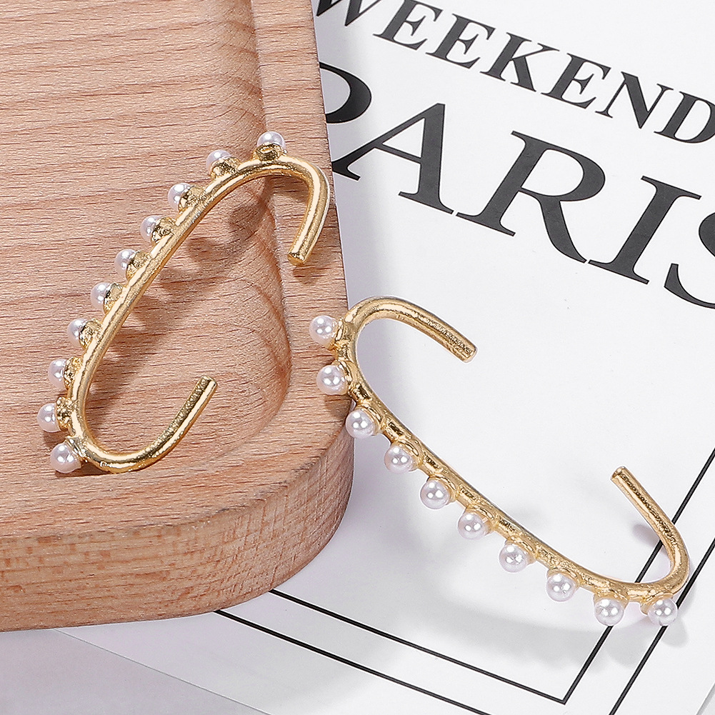 Fashion Needle Earrings Diamond Pearl Brooch Double Wearing Paper Clip Earrings Wholesale Nihaojewelry display picture 6