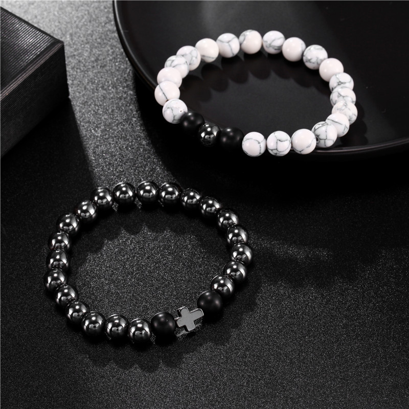 New Fashion Black Iron Bracelet Cross Elastic Bracelet Set Wholesale display picture 5