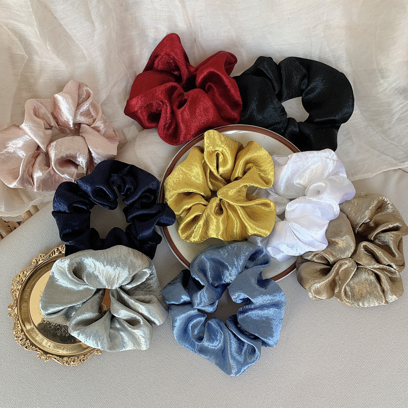 Fashion Solid Color Satin Pleated Hair Tie 1 Piece display picture 2