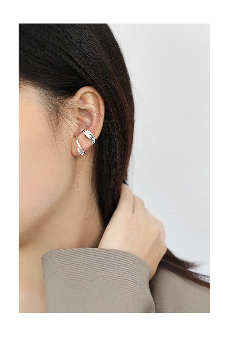 Korean S925 Sterling Silver Simple Ear Clip display picture 2