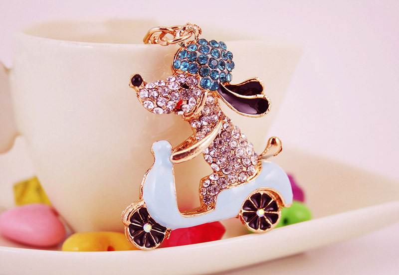 46g Weight Alloy, Metal Material Heart Pattern Unisex Gender Pink, Purple, Red, Blue Color Kuxi Ornament Rhinestone Cartoon Cycling Puppy Car Key Ring Women's Bag Accessories Animal Metal Pendant 7