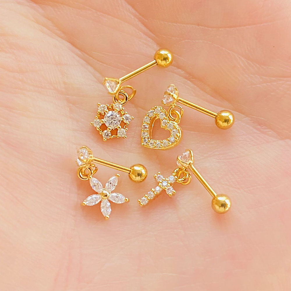 1 Piece Lady Star Inlay Stainless Steel Zircon Ear Studs display picture 2