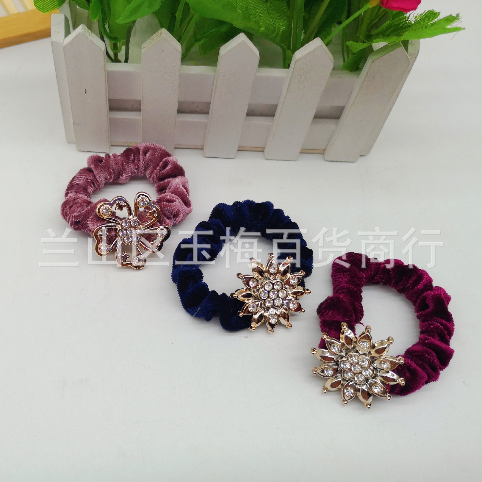 Ligas para el cabello de terciopelo con diamantes