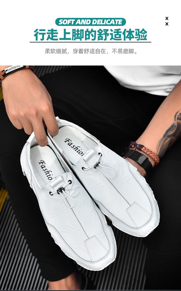 Giày sneaker nam da thật cỡ lớn, giày trắng mềm mũi tròn, gót thấp 1-3 cm — K2082 màu kaki, K2082 màu trắng, K2082 màu xám, K2082 màu đen chi tiết 13