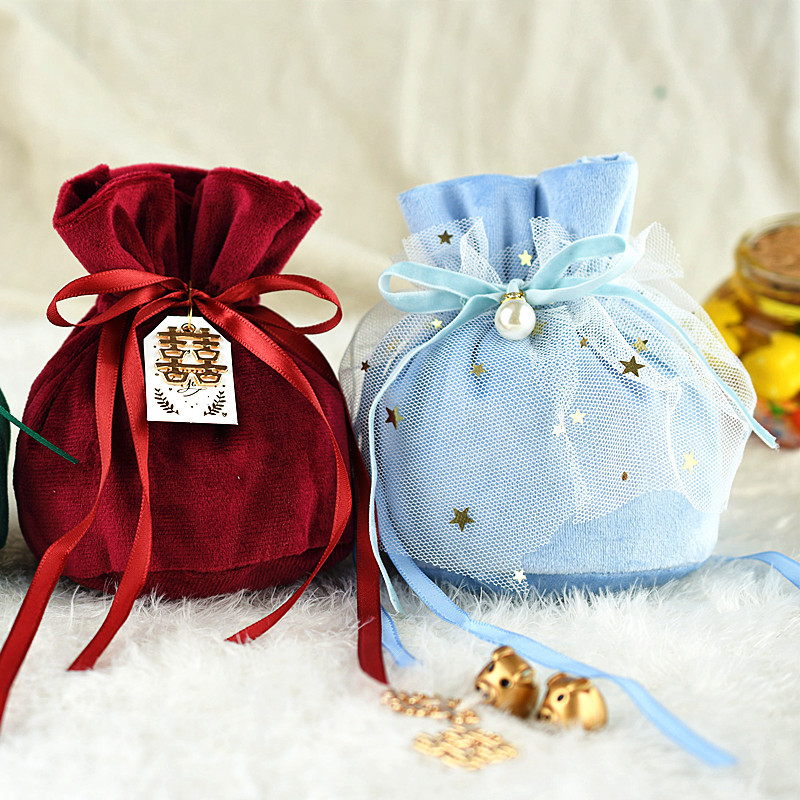 结婚喜糖袋创意欧式新款伴手礼回礼袋丝绒布袋子喜糖袋现货批发