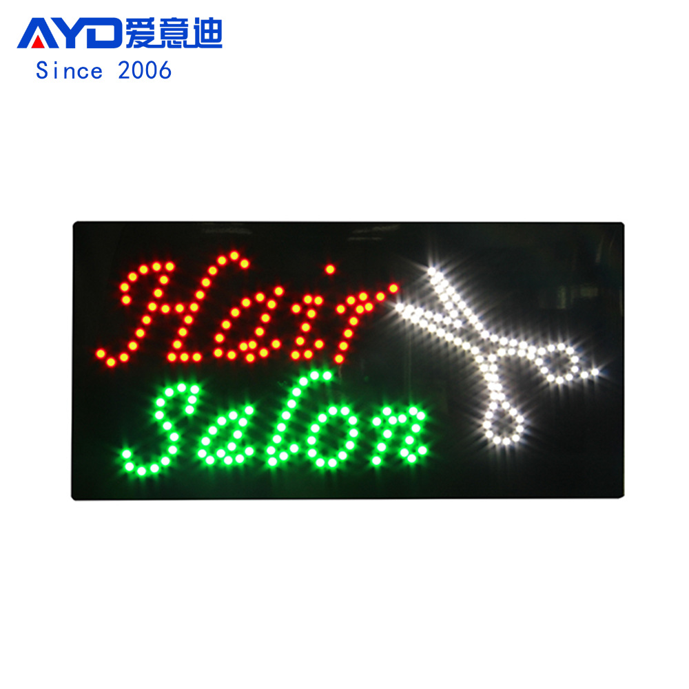 门头广告牌高亮美发店LED招牌定制 LED HAIR SALON SIGN 48x24cm