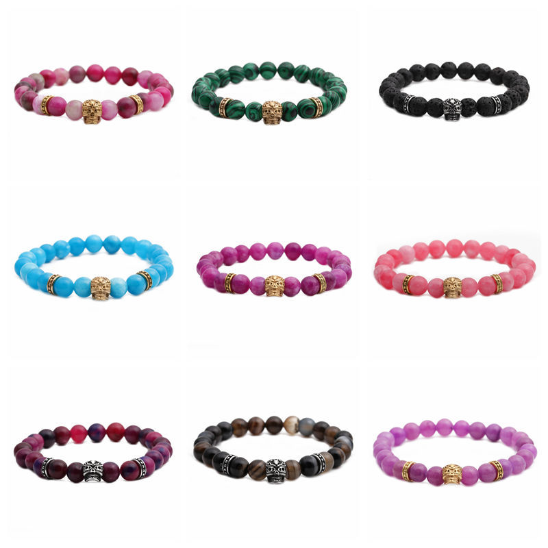 Fashion White Pine Frosted Stone Lion Head Bracelet