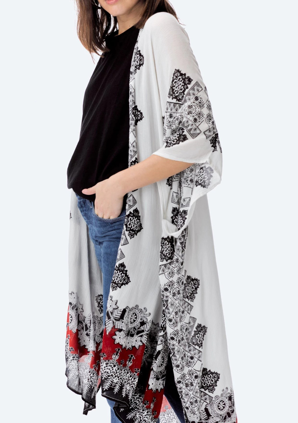 summer women s fashion printed cardigan loose casual beach vacation cover gown NSDF1483