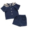 Boys’ suit military style cotton hemp baby two piece set