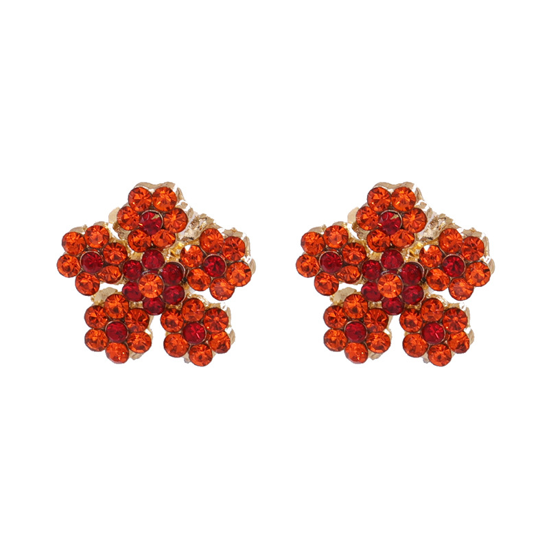 New Flower Earrings Color Diamond Earrings For Women Wholesale display picture 8