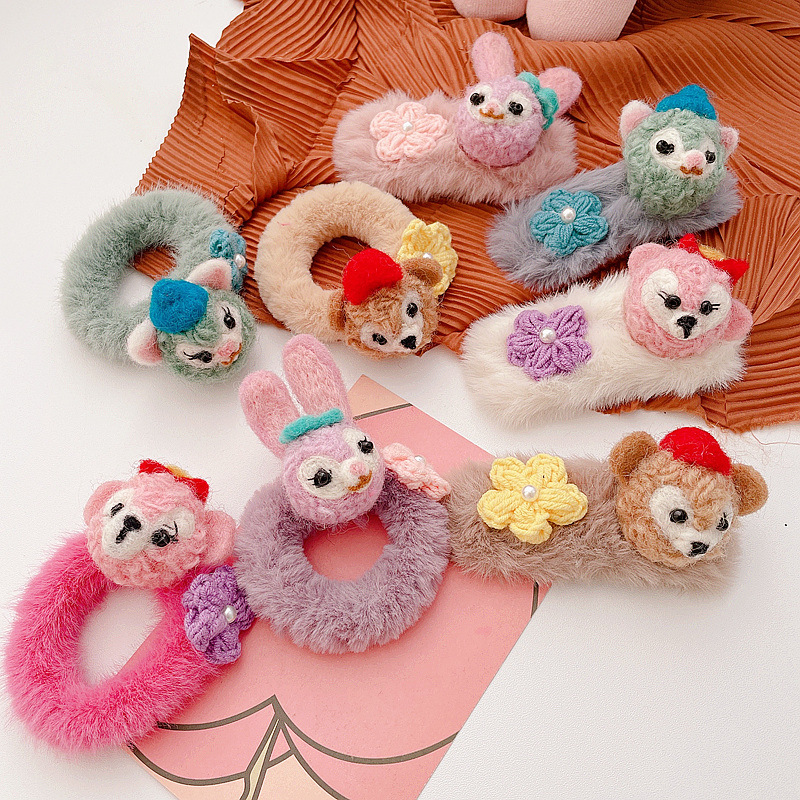 Cartoon Color Matching Furry Hair Ring Hair Clip display picture 4